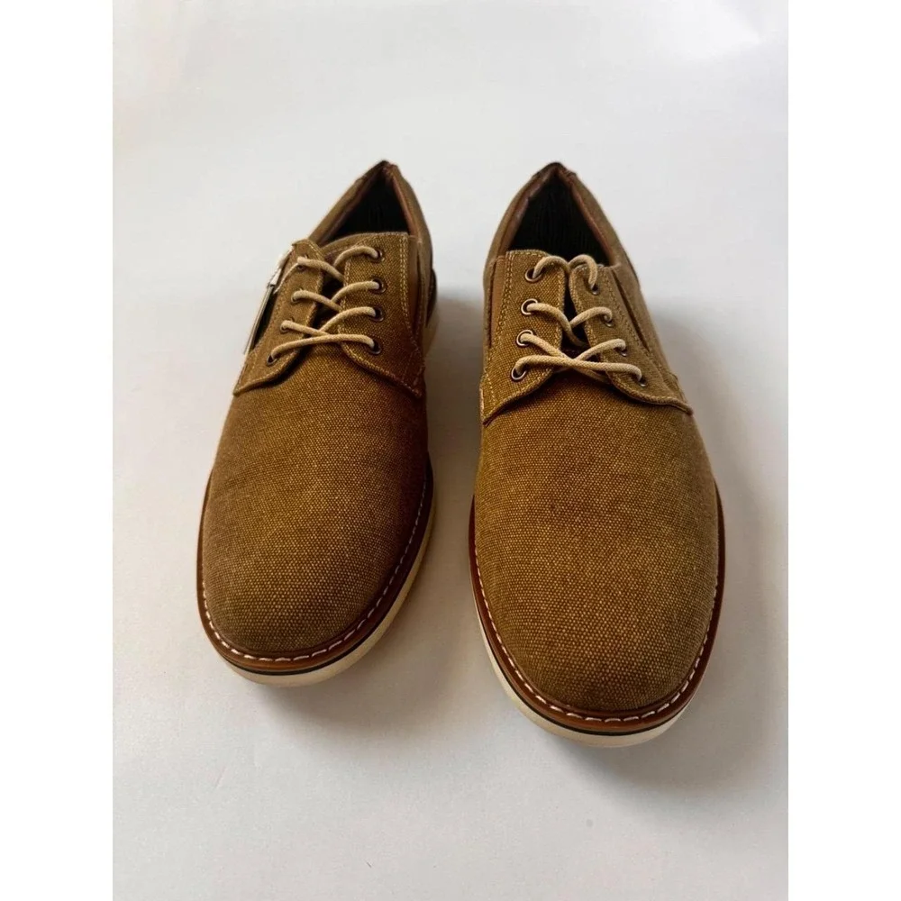 Nunn Bush Mens Canvas Oxford Shoes Tan Brown Comfort Gel 84856-274 11.5M